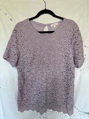 Women’s Plus Size Teddi Rose Lavender Floral Lace Short Sleeve Top XXL